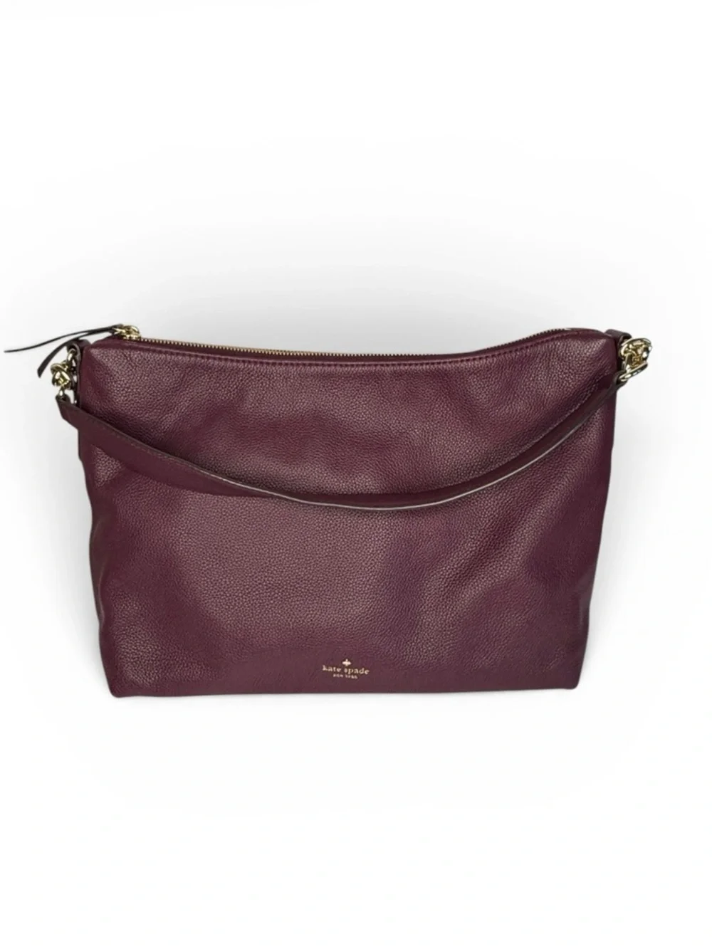 Kate Spade Pebbled Leather Hobo Bag – Deep Plum/Purple – Gold Hardware